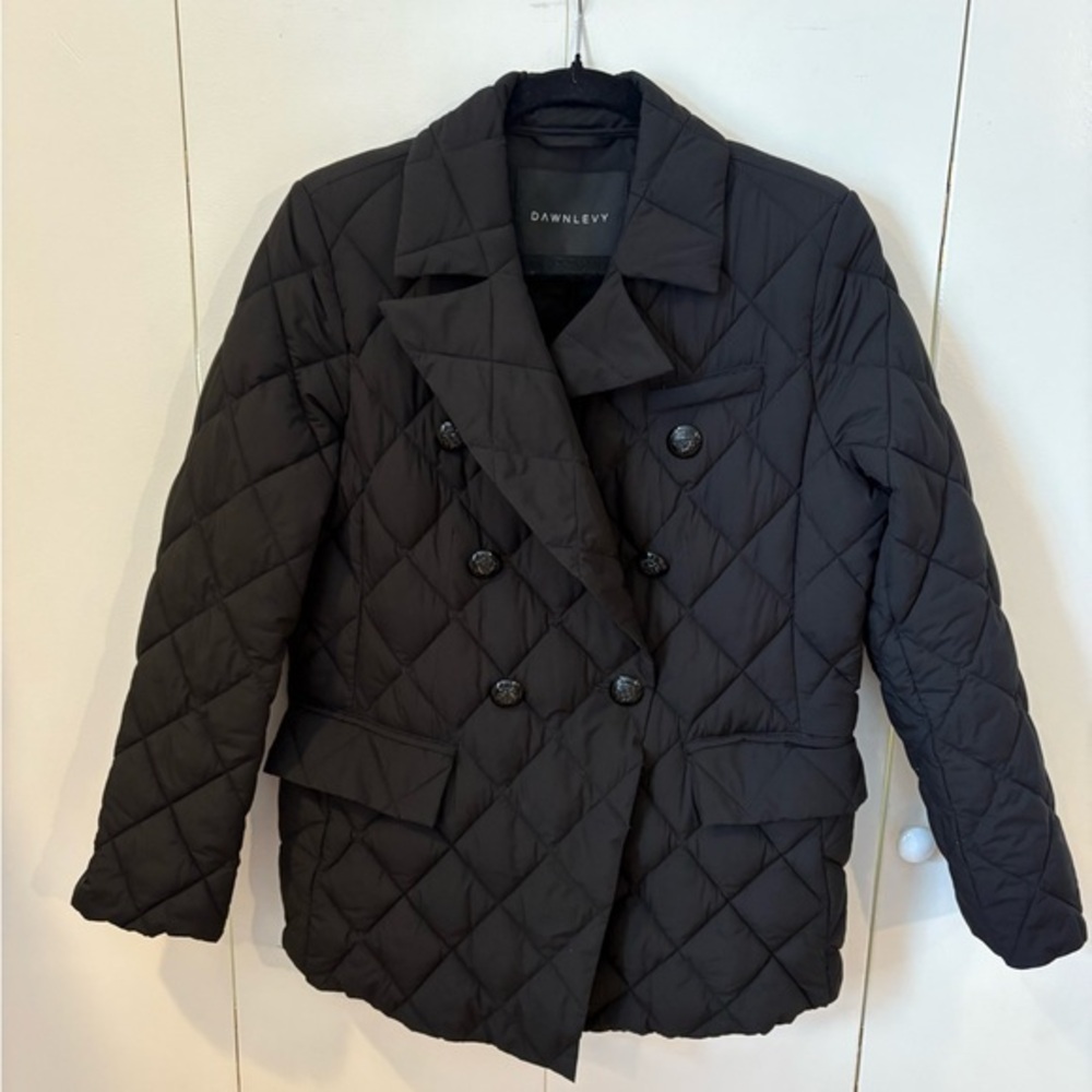 Dawn Levy Black Puffer Pea Coat Size Large